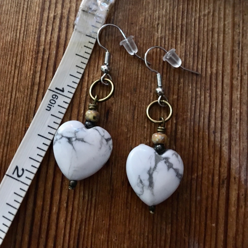 *5 For $20*** White Heart Beaded Dangle Earrings, Handmade Ladies Earrings - Picture 3 of 5